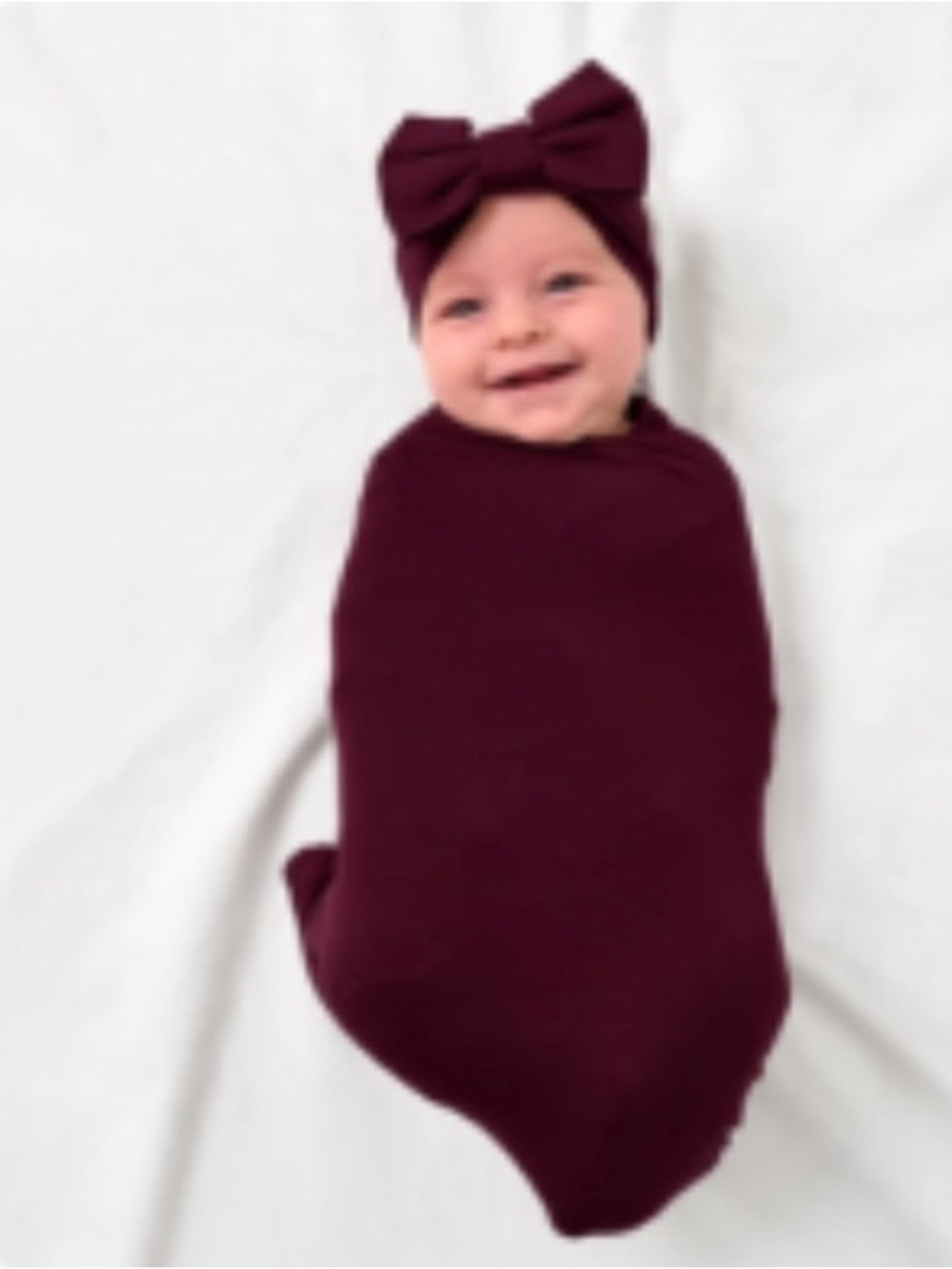Little Sleepies Classic Burgundy Swaddle and Luxe Bow